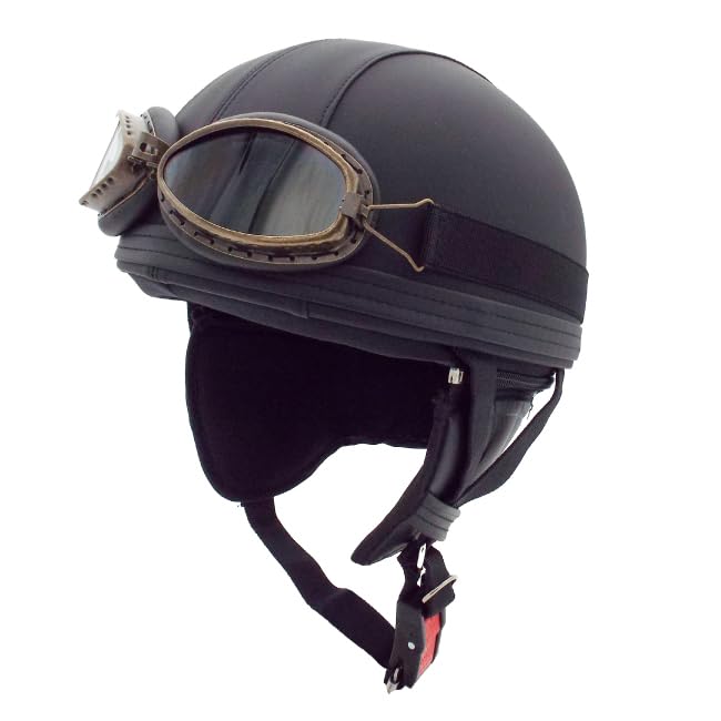 EH-46 レザー ヘルメット フリー ハーフ ヴィンテージ バイク 原付 シールド おしゃれ e-met bikers 125cc以下